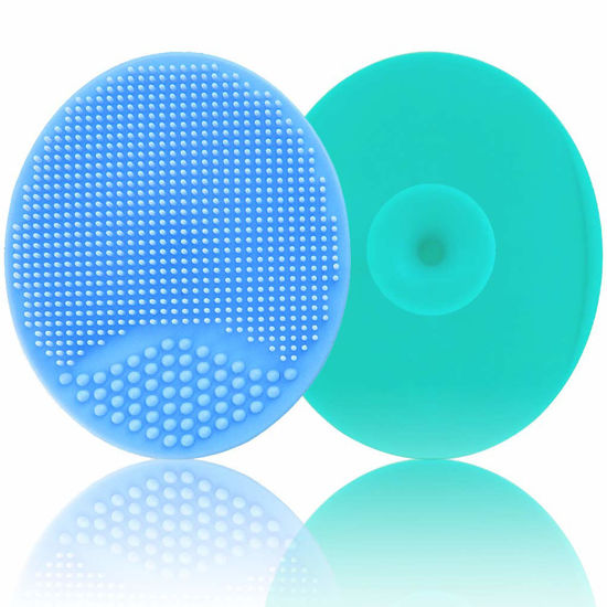 Picture of Baby Bath Brush, Baby Cradle Cap Brush, Silicone Massage Brush, Silicone Scrubbers Exfoliator Brush, Baby Skin Scrubbers for Dry Skin, Cradle Cap and Eczema (Large-Blue & Green)