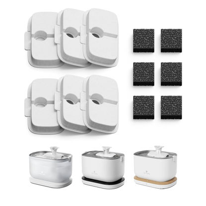 Picture of PETLIBRO 6 Packs Replacement Filters for Dockstream Cat Water Fountain PLWF105/PLWF115/PLWF005, 3 Months Set of Replacement Filters for Ultra Quiet Pet Water Fountain