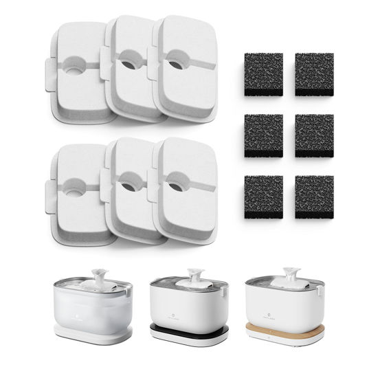 Picture of PETLIBRO 6 Packs Replacement Filters for Dockstream Cat Water Fountain PLWF105/PLWF115/PLWF005, 3 Months Set of Replacement Filters for Ultra Quiet Pet Water Fountain