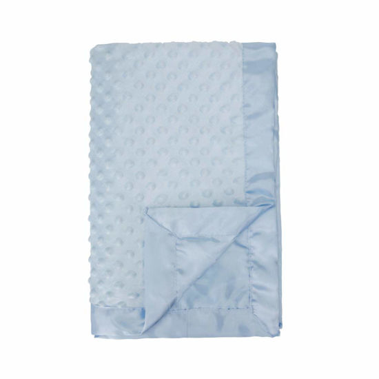Picture of Pro Goleem Baby Soft Minky Dot Blanket with Silky Satin Backing Baby Gifts for Girls and Boys (Blue, 30’’ x 40’’)