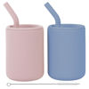 Picture of WeeSprout Silicone Baby Cups With Straws and Lids, 4 & 8 oz Options, Set of 2, Food Grade Toddler Training Container, Built In Straw Stoppers, Measurement Markings, Dishwasher Safe + Straw Cleaner