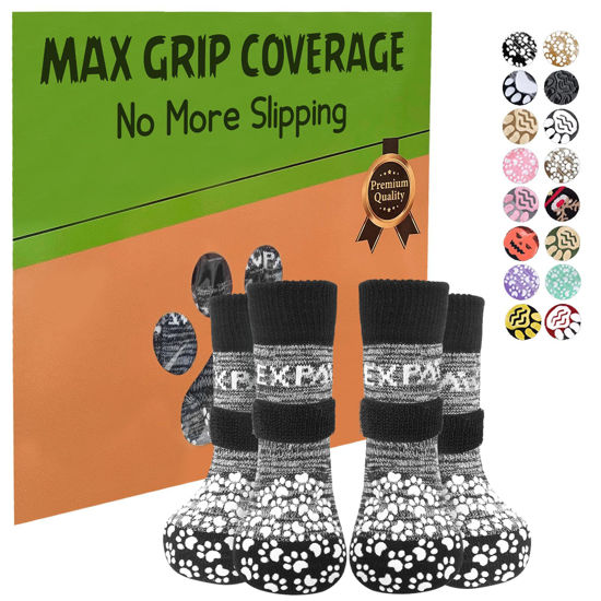 Picture of EXPAWLORER Anti-Slip Dog Socks to Prevent Licking Paws,Dog Shoes for Hot/Cold Pavement,Best Paw Protector Traction Control on Hardwood Floor,Dog Booties for Puppy Small Medium Large Senior Dogs