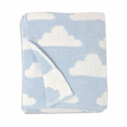 Picture of Living Textiles Blue Clouds Chenille Soft Baby Blanket Reversible Premium Cozy Fabric for Best Comfort - for Infant,Toddler,Newborn,Nursery,Boy,Unisex,Throw,Crib,Stroller,Gift, Blue Clouds 40x30