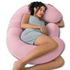 Picture of QUEEN ROSE Cooling Pregnancy Pillows, E Shaped Maternity Pillow for Sleeping, with Extra Wedge Pillow for Belly Support, 60 Inch Full Body Pillow, Pink