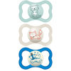 Picture of MAM Air Night & Day Baby Pacifier, for Sensitive Skin, Glows in The Dark, 3 Pack, 6-16 Months, Boys, 3 Count (Pack of 1)