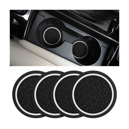 Picture of Mandark 4PCS Car Cup Holder Coasters, 2.75 Inch Non-Slip Insert Water Bottle Holder Pads, Dustproof Automotive Interior Accessories Mat, Universal for Vehicles, Trucks, RVs and More（Black/White）