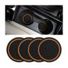 Picture of Mandark 4PCS Car Cup Holder Coasters, 2.75 Inch Non-Slip Insert Water Bottle Holder Pads, Dustproof Automotive Interior Accessories Mat, Universal for Vehicles, Trucks, RVs and More (Black/Orange)