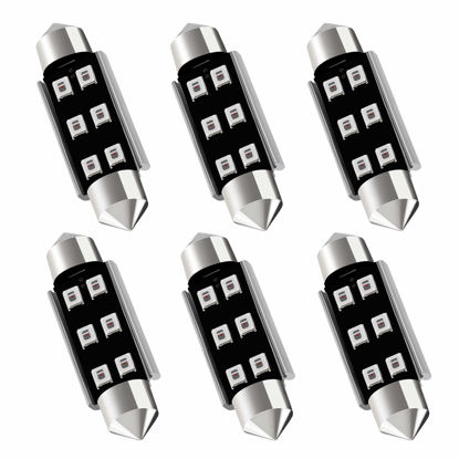 Picture of AUXLIGHT 211-2 212-2 578 569 214-2 41MM 1.61”Festoon Canbus Error Free LED Interior Light Bulbs Brilliant Red, Super Bright 6SMD Chips for Dome Map Door Courtesy License Plate Lights (Pack of 6)