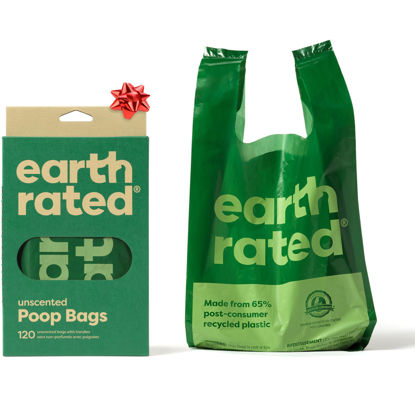 Picture of Earth Rated Dog Poop Bags with Handles, Extra Wide, Easy Tie and Guaranteed Leakproof, Unscented, 120 Handle Bags
