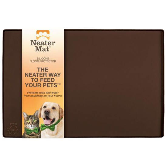 Picture of Neater Pet Brands Neater Mat - Waterproof Silicone Pet Bowls Mat - Protect Floors from Food & Water (32" x 24" Silicone, Brown)