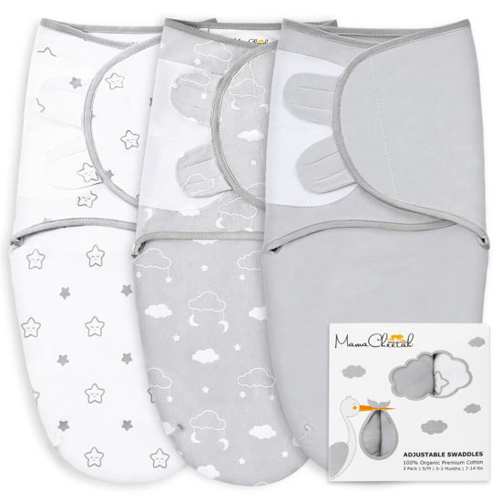 Picture of Mama Cheetah Preemie Swaddle Sack, Organic Swaddle Sleep Sacks for Preemies, Preemie Swaddle Blanket Wrap, Easy Swaddles for Premature Baby Boy Girl 4-7 lbs, Newborn Essentials, 3-Pack