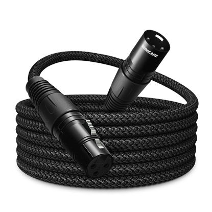 Picture of SONICAKE XLR Microphone Cable Male to Female 3 Pin Nylon Braided for Studio Recording and Live Production 6 Feet/2M, Black