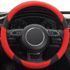 Picture of Xizopucy Red Steering Wheel Cover with Microfiber Leather for Car Truck SUV, Anti-Slip Steering Wheel Cover 15 inchs