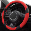Picture of Xizopucy Red Steering Wheel Cover with Microfiber Leather for Car Truck SUV, Anti-Slip Steering Wheel Cover 15 inchs