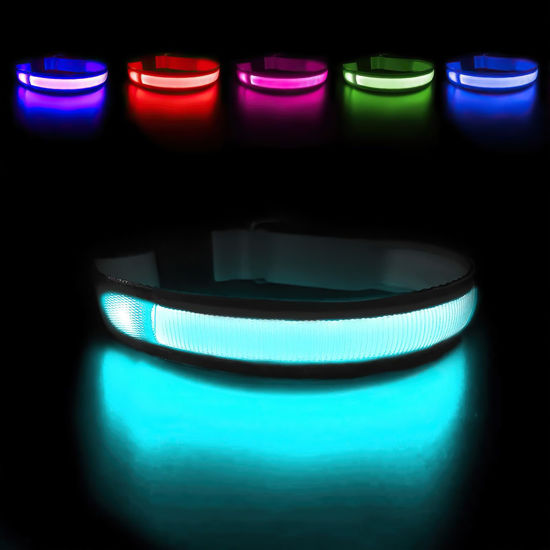 Picture of MASBRILL Light Up Dog Collars - LED Dog Collar Rechargeable Lighted Dog Collar Resistant-Water Night Walking Glow Dog Collars