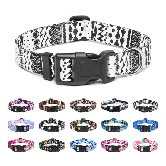 Picture of Mercano Adjustable Dog Collar - Special Design Patterns, Soft Nylon Comfortable Durable Pet Collar for Small Medium Large Dogs (L, Black White B)