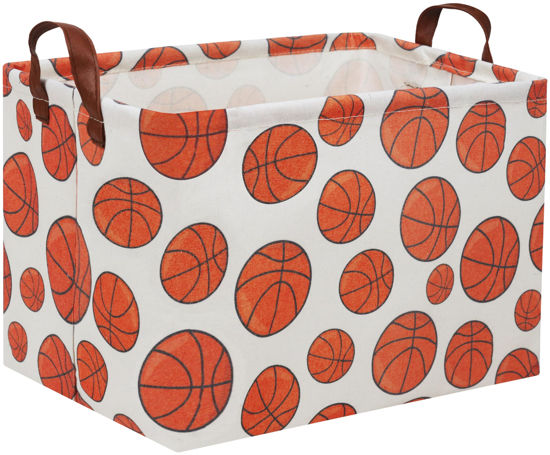 Picture of HIYAGON Rectangular Basketball Basket Kids Gift Basket Baby Boy Basket Kids Toy Storage Bin Basket Organizer Box Basketball Room Decor(Basketball)