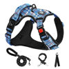 Picture of NESTROAD No Pull Dog Harness with Leash, Reflective No Choke Pet Vest Harness,Adjustable Soft Padded Dog Harness with Easy Control Handle for Small Dogs(Checkered Blue,Small)