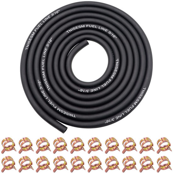Picture of Tnisesm 3/16 Inch ID Fuel Line Hose 10 Feet + 20Pcs 2/5" ID Hose Clamps for Kawasaki Kohler Briggs & Stratton Small Gas Diesel Powersports Engines and Generators