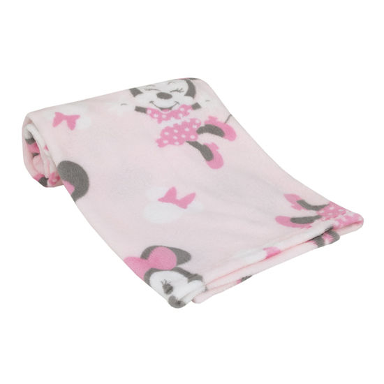Picture of Disney Minnie Mouse Pastel Pink, White & Black Bows & Icons Super Soft Baby Blanket, Pink, White, Black