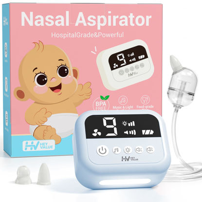Picture of HEYVALUE Hospital Grade Nasal Aspirator for Baby, Nose Sucker with 9 Levels Suction, Night Light and Nursery Rhyme Soothing Function, Electric Nose Suction for Baby with Food-grade Silicone Tips, Blue