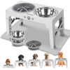 Picture of Jovrun Elevated Dog Bowls, Dog Feeder with 2 Stainless Steel Bowls &1 Slow Feeder Dog Bowls, 5 Heights Adjustable Raised Dog Bowls Stand for Medium Large Dogs, Dog Food Bowls with Non-Slip Feet