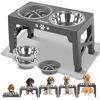 Picture of Jovrun Elevated Dog Bowls, Dog Feeder with 2 Stainless Steel Bowls &1 Slow Feeder Dog Bowls, 5 Heights Adjustable Raised Dog Bowls Stand for Medium Large Dogs, Dog Food Bowls with Non-Slip Feet