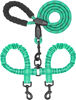 Picture of iYoShop Dual Dog Leash, Double Dog Leash, 360 Swivel No Tangle Walking Leash, Shock Absorbing Bungee for Two Dogs, Emerald, Large (25-150 lbs)