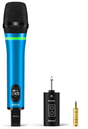 Picture of Bietrun Wireless Microphone Rechargeable, 168FT Range Bluetooth Microphone Wireless (Work 7 hrs) with 1/4'' Output, UHF Metal Handheld Dynamic Mic for Karaoke Machine/PA System/Speaker/Church/Wedding