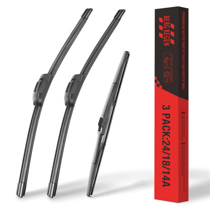 Picture of BERG REGEN ® 24"+18" Windshield Wipers Set with 14" Rear Wiper Blade Replacement for Hyundai Santa Fe 2012 2011 2010 2009 208 2007 Mazda CX-5 2013-2016 -Original Factory Quality (Set of 3)