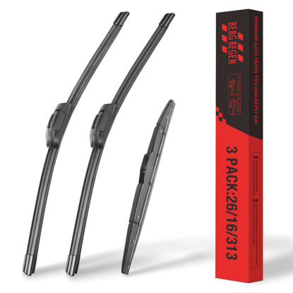 Picture of BERG REGEN 26"/16"/13" Windshield Wiper Blades Set Replacement for Honda CRV CR-V 2016 2015 2014 2013 2012, 26"+16" Windshield Wipers with 13" Rear Wiper Premium All Weather Blades (Set of 3) U/J Hook