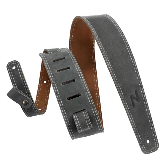 Picture of Nefelibata Guitar Strap, 2.5" Wide Full Grain Leather Guitar Straps with Foam Padding and Cable Storage Loop, for Kids, Men and Women, for Acoustic, Bass and Electric Guitars-Vintage Grey