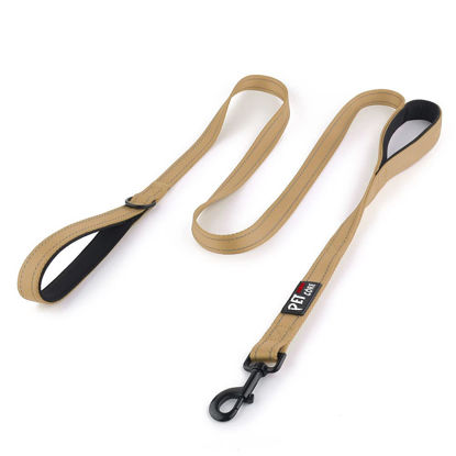 Picture of Plutus Pet Double Handle Dog Leash 6ft, Heavy Duty, Reflective Dual Handle Dog Leash for Safety Training, for Medium Large Dogs,2 Handle Leads(Brown)
