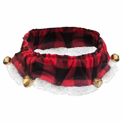 Picture of Huxley & Kent Ruff Pet Scrunchy | Buffalo Check (Small) | Festive Christmas/Holiday Neckwear for Dogs/Cats | Fun Stretchable Costume Accessory | Soft Collar with Bells