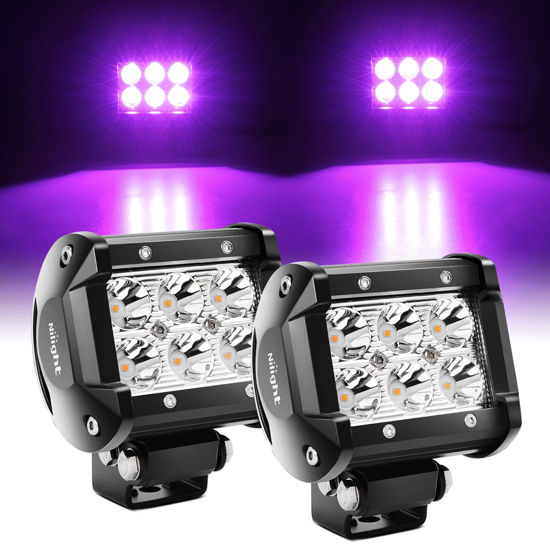 Picture of Nilight 4 Inch LED Light Pods Purple Spot Beam Driving Decoration Neon Light Bar 2PCS 18W Off Road Lights 12V 24V Lighting for Truck ATV UTV SUV RV Pick-up Van Boat