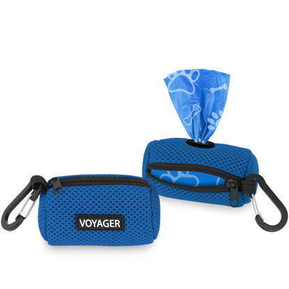 Picture of Best Pet Supplies 2-Pack Dog Poop Bag Holder Leash Attachment, Color, Reusable Mesh Dispenser Pouch for Travel, Walking, Park, and Outdoor Use, Soft and Durable with Clip-On - Mesh Royal Blue