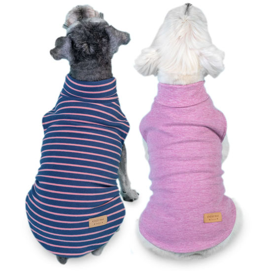 Picture of KYEESE 2Pack Dog Coat Turtleneck Stretchy Dog Sweater Super Soft Dog Cold Weather Coat for Small Dogs Puppy in Sleeveless Design Dog Fleece Vest, Purple,S
