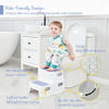 Picture of Forbena Kids Step Stool for Bathroom, 2 Step Stool for Toddlers Toilet Potty Training, Sturdy Children Plastic Step Stool for Bed Bathroom Counter Sink (White-Blue)