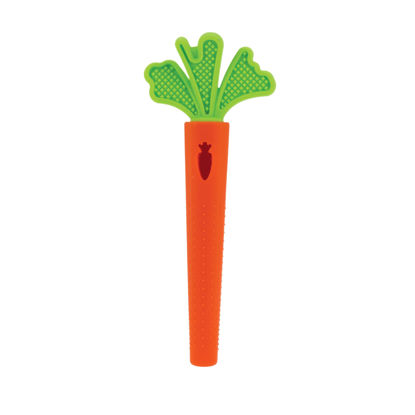 Picture of Nuby Silicone Carrot Tube Teether - Baby Teething Toy - Massaging Bristles for Sore Gums - 3+ Months