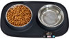 Picture of Gorilla Grip 100% Waterproof BPA Free Cat and Dog Bowls Silicone Feeding Mat Set, Stainless Steel Bowl Slip Resistant Raised Edges, Catch Water, Food Mess, No Spills, Pet Accessories, 1 Cup, Black
