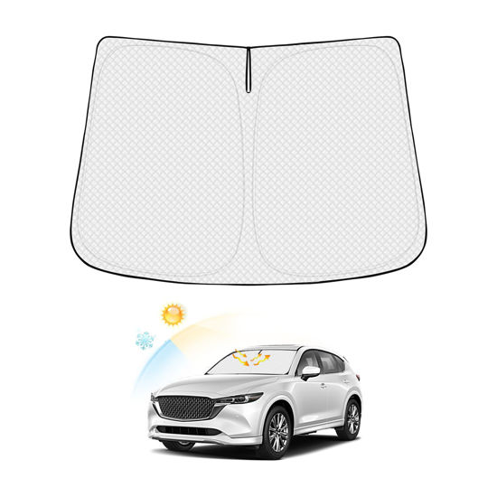 Picture of Canvcle Windshield Sun Shade for Mazda CX-5 2017-2024 CX5 Accessories Thicken 6-Layer Front Window Sunshade Cover Sun Visor Protector Foldable Block UV Rays Keep Vehicle Cool