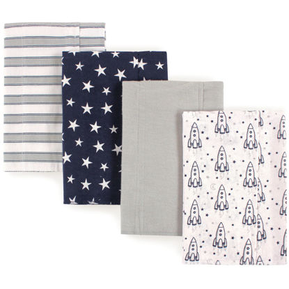 Picture of Hudson Baby Unisex Baby Cotton Flannel Burp Cloths, Rocket Ship, One Size