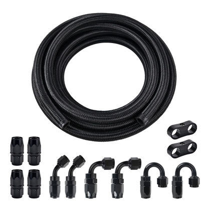 Picture of EVIL ENERGY 4AN Fuel Line Kit, 4AN Nylon Braided Fuel Line Hose Fitting Kit CPE 20FT Black