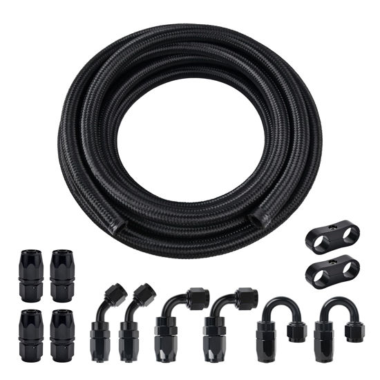 Picture of EVIL ENERGY 4AN Fuel Line Kit, 4AN Nylon Braided Fuel Line Hose Fitting Kit CPE 20FT Black