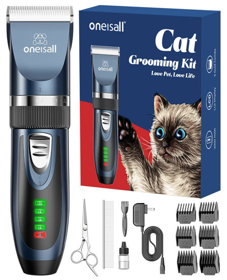 Picture of oneisall Cat Clippers for Matted Hair, Quiet Cat Shaver for Long Hair, Cordless Cat Hair Trimmer for Grooming, 2 Speed Pet Shaver Cat Grooming Kit for Cats Small Dogs Animals (Blue)