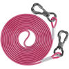 Picture of XiaZ Dog Tie Out Cable,Dog Chains for Outside with Swivel Hook, Dog Runner Leads for Yard Outdoor and Camping, Rust- Proof Training Leash for Small to Medium Pets Up to 250 LBS, 20ft，Pink