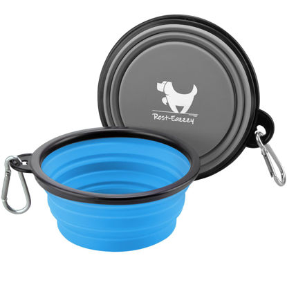 Picture of Collapsible Dog Bowls for Travel, 2-Pack Dog Portable Water Bowl for Dogs Cats Pet Foldable Feeding Watering Dish for Traveling Camping Walking with 2 Carabiners, BPA Free（22oz）