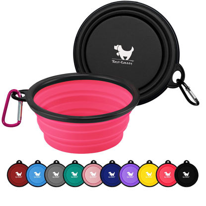 Picture of Collapsible Dog Bowls for Travel, 2-Pack Dog Portable Water Bowl for Dogs Cats Pet Foldable Feeding Watering Dish for Traveling Camping Walking with 2 Carabiners, BPA Free
