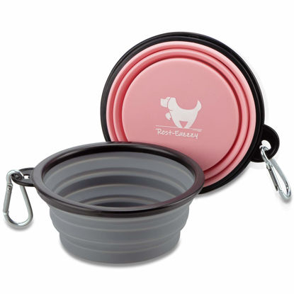 Picture of Collapsible Dog Bowls for Travel, 2-Pack Dog Portable Water Bowl for Dogs Cats Pet Foldable Feeding Watering Dish for Traveling Camping Walking with 2 Carabiners, BPA Free（22oz）