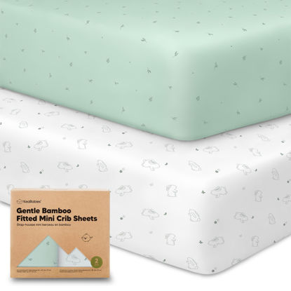 Picture of Pack and Play Sheets Fitted, 2-Pack Mini Crib Sheets - Pack N Play Sheets, Organic Fitted Crib Sheet for Pack and Play Mattress, Playard Baby Crib Sheets, Crib Sheets Neutral for Boys, Girls(Bunnies)